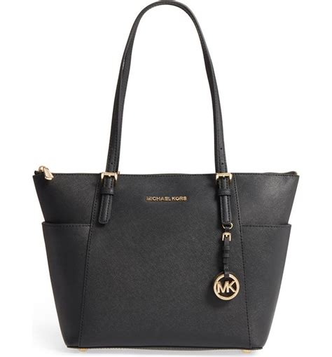 michael kors jet set large top-zip saffiano leather tote black|saffiano leather jet set.